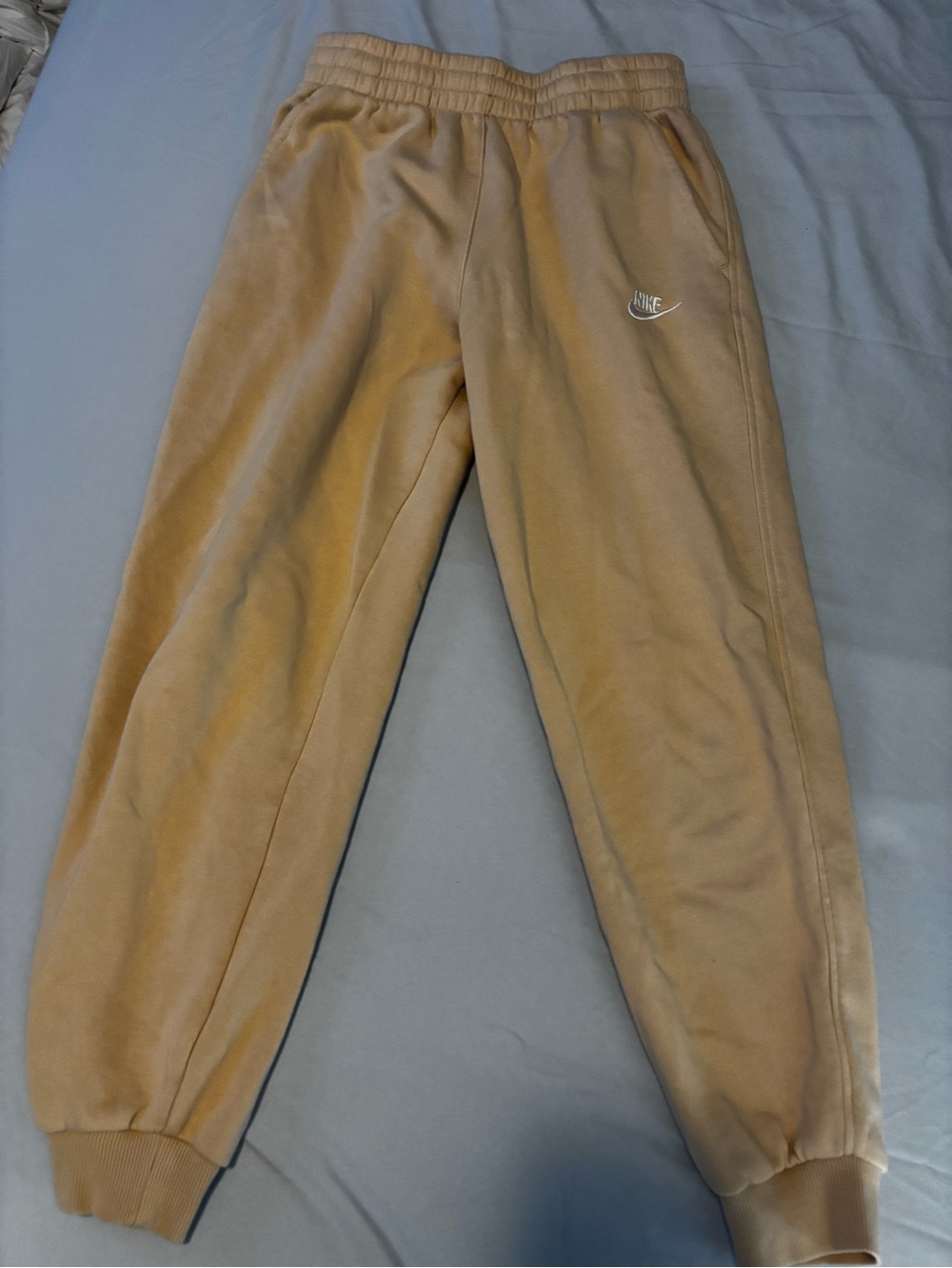 Nike Kids Tan Sweatpants with White Swoosh